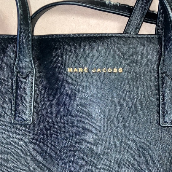 Marc Jacobs Black Leather Tote with Gold Accents - Picture 3 of 9